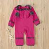 Newborn Baby Winter Snowsuit Teddy Bear Romper Onesie Coat Hooded Fleece Jumpsuit Bunting (Hot Pink, 6-12 Months) view 2