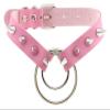 AKYLDI Strap Gothic Necklace Punk Ring Collar PU Leather Rivets Choker Adjustable Buckle Neck Accessories (Color : Pink) view 1