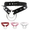 AKYLDI Strap Gothic Necklace Punk Ring Collar PU Leather Rivets Choker Adjustable Buckle Neck Accessories (Color : Pink) view 2