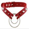 AKYLDI Strap Gothic Necklace Punk Ring Collar PU Leather Rivets Choker Adjustable Buckle Neck Accessories (Color : Red) view 1