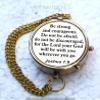 Mary Nautical Brass Compass | Engraved Religious Joshua 1:9 Quote Gift, Be Strong & Courageous view 4