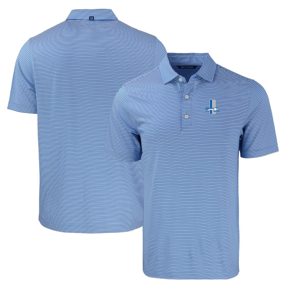 Cutter & Buck Men's Blue Detroit Lions Throwback Forge Eco Double Stripe Stretch Recycled Polo