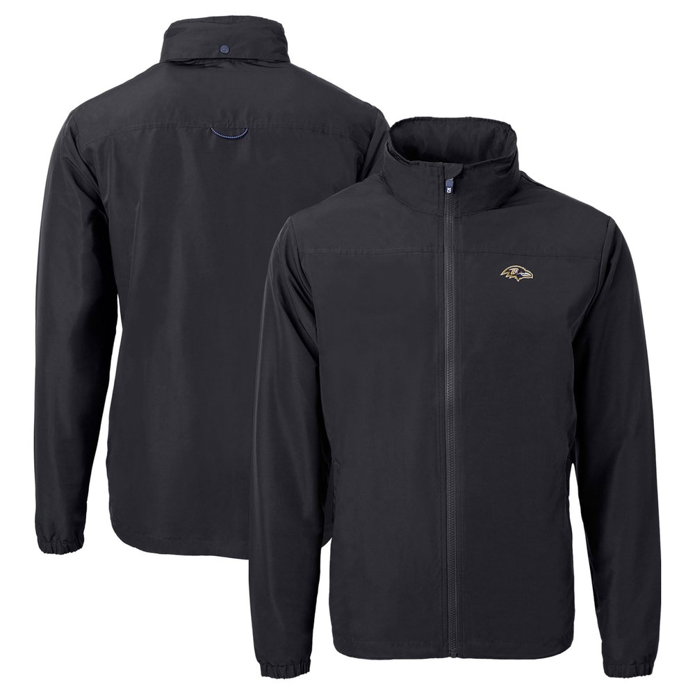 Cutter & Buck Men's Black Baltimore Ravens Charter Eco Recycled Full-Zip Jacket