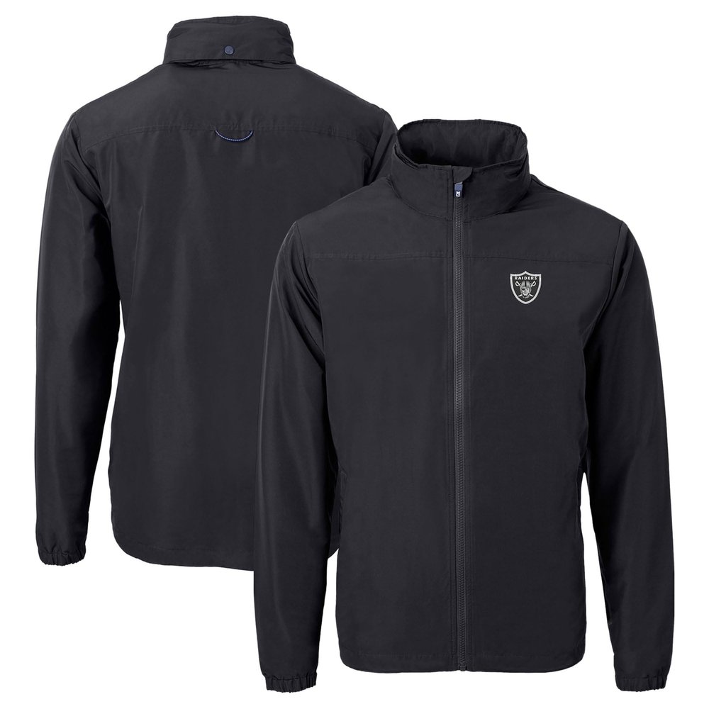 Cutter & Buck Men's Black Las Vegas Raiders Charter Eco Recycled Full-Zip Jacket