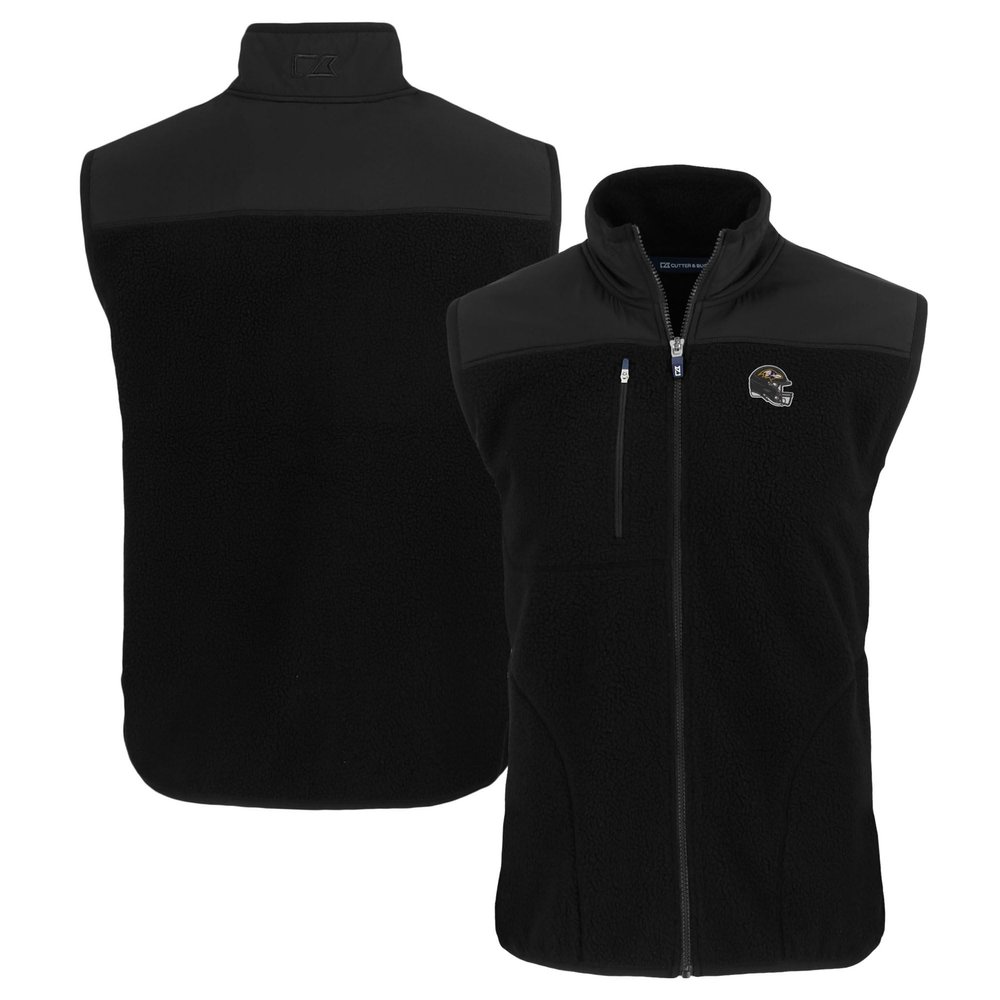 Cutter & Buck Men's Black Baltimore Ravens Helmet Cascade Eco Sherpa Fleece Full-Zip Vest