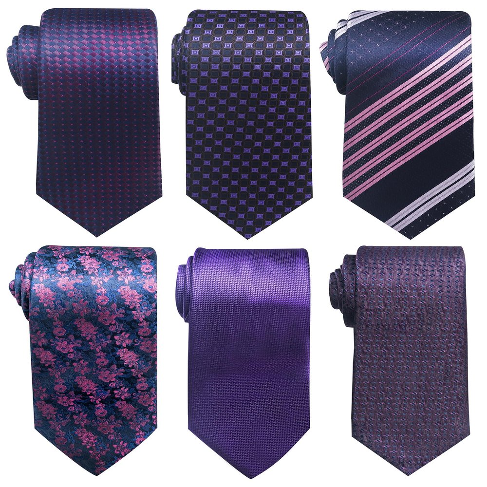 Passabin Tie For Men Necktie Woven Jacquard Neck Ties Set 6 PCS (Purple)
