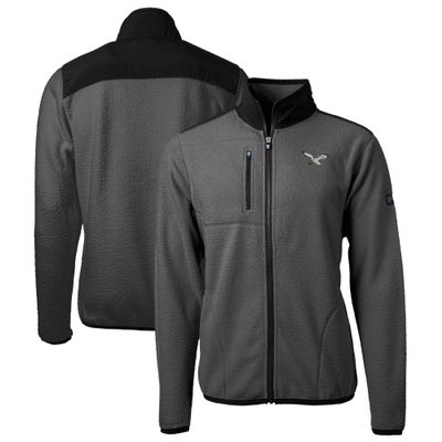 Cutter & Buck Men's Gray/Black Philadelphia Eagles Throwback Cascade Eco Sherpa Fleece Full-Zip Jacket