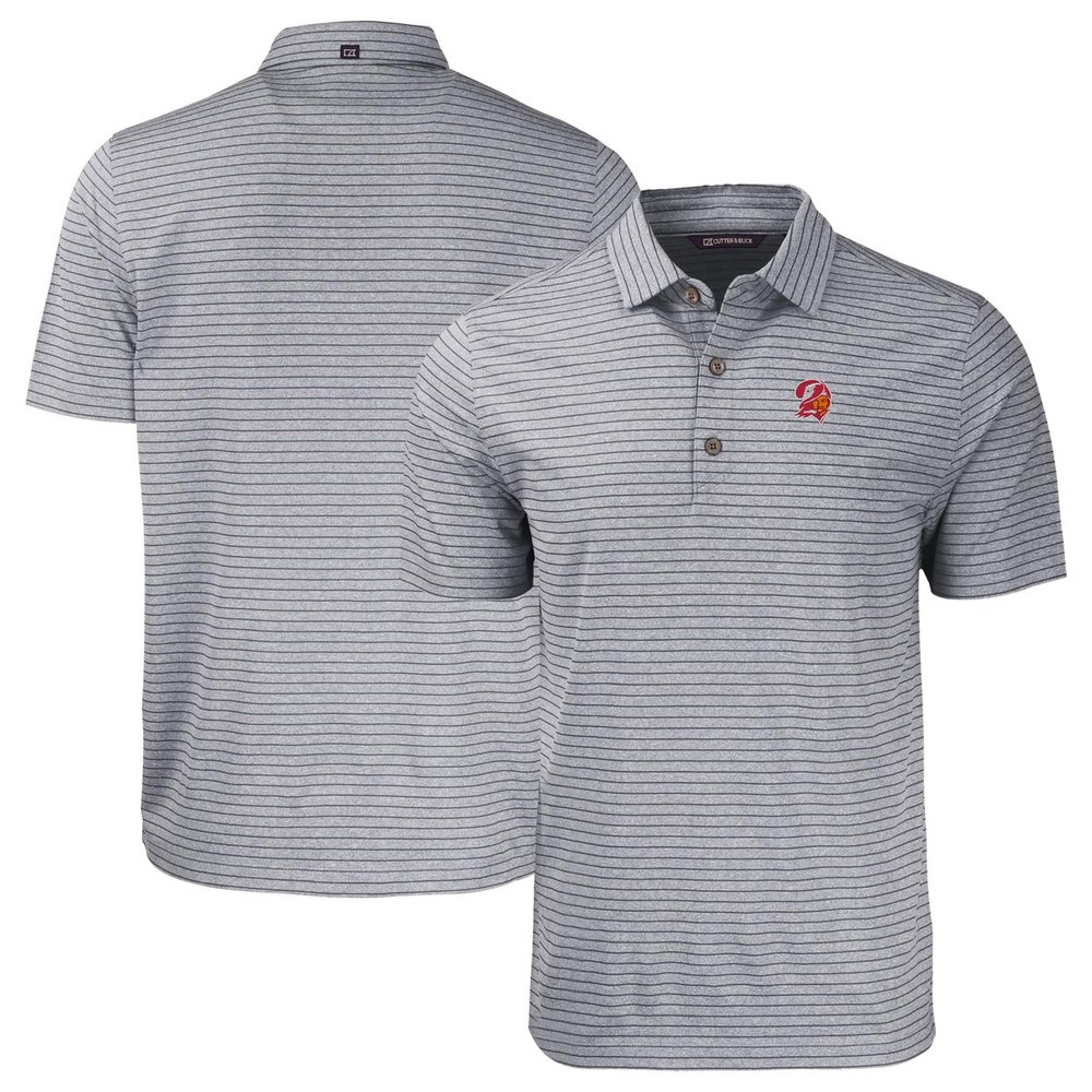 Cutter & Buck Men's Heather Black Tampa Bay Buccaneers Throwback Forge Eco Heather Stripe Stretch Recycled Polo