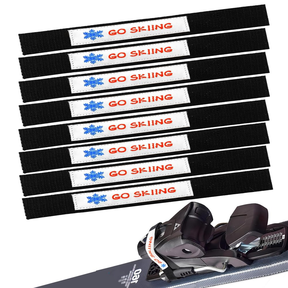 Ski Brake Retainer Strap-Universal Long Polypropylene Ski Binding Retainers with Hook and Loop, No Breaken Ski Brake Retainer Bands for Sports, Easy to Use & Carry (8 PCS)
