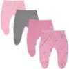 123 Bear 100% Cotton Baby Pants with Footies 100% Cotton Unisex Boys Girls (0-3 Months, 4-Pack Pink)