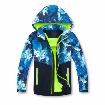 Baby Winter Coat Children's Jacket Colorblocking Camouflage Zipper Shirt Waterpr00f And Breathable (Green, 4-5 Years)