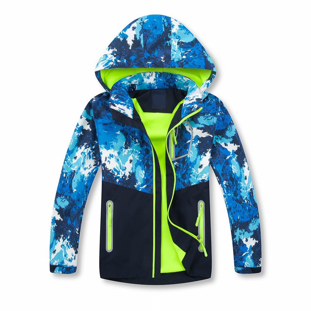 Baby Winter Coat Children's Jacket Colorblocking Camouflage Zipper Shirt Waterpr00f And Breathable (Green, 4-5 Years)