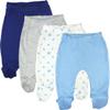 123 Bear 100% Cotton Baby Pants with Footies 100% Cotton Unisex Boys Girls (3-6 Months, 4-Pack Blue-Navy) view 1