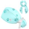 Dog Paw Scrub Caps Adjustable Working Cap Surgical Caps Nurse Hat with Bow Hair Scrunchy view 1