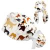 Animals Dogs Scrub Caps Adjustable Working Cap Surgical Caps Nurse Hat with Bow Hair Scrunchy view 1