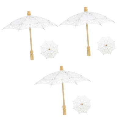 ABOOFAN 3pcs Wedding Lace Parasol Umbrella Embroidered Decorative Umbrella for Bridal Photography Elegant Lace Design for Wedding Parties Tea Parties and Dress up