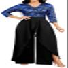 Overlay Blue Sparkly Jumpsuit for Women Sexy Elegant 3/4 Sleeve Long Split lightweight Pants Cocktail Party Club Rompers(Medium) view 1
