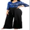 Overlay Blue Sparkly Jumpsuit for Women Sexy Elegant 3/4 Sleeve Long Split lightweight Pants Cocktail Party Club Rompers(Medium) view 2