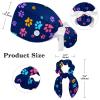 Colorful Dog Cat Paw Prints Scrub Caps Adjustable Working Cap Surgical Caps Nurse Hat with Bow Hair Scrunchy view 2