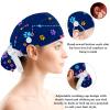 Colorful Dog Cat Paw Prints Scrub Caps Adjustable Working Cap Surgical Caps Nurse Hat with Bow Hair Scrunchy view 3