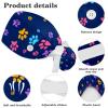 Colorful Dog Cat Paw Prints Scrub Caps Adjustable Working Cap Surgical Caps Nurse Hat with Bow Hair Scrunchy view 4