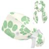 Dog Paw Pattern Scrub Caps Adjustable Working Cap Surgical Caps Nurse Hat with Bow Hair Scrunchy