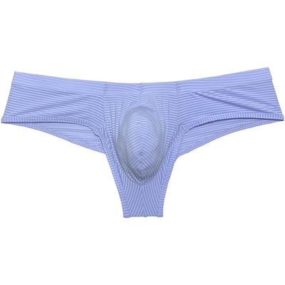 Mens Micro Ice Silk Bikini Boxer Briefs Solid Stripe Underwear Ultra Thin Hipster Underpants Half Hip Coverage Light Gray M