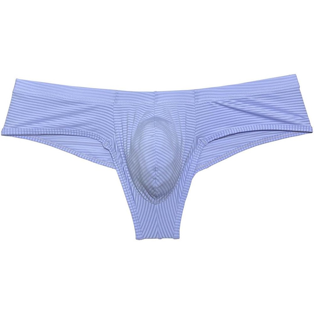 Mens Micro Ice Silk Bikini Boxer Briefs Solid Stripe Underwear Ultra Thin Hipster Underpants Half Hip Coverage Light Gray M