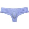 Mens Micro Ice Silk Bikini Boxer Briefs Solid Stripe Underwear Ultra Thin Hipster Underpants Half Hip Coverage Light Gray M view 1