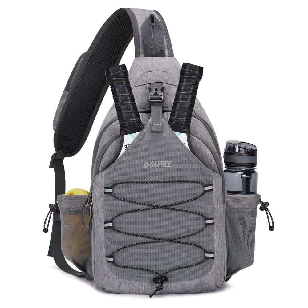 G4Free Pickleball Bag, Crossbody Sling Bag for Men Women, Pickleball Paddle Backpack Gifts for Sports,Light Grey,Standard