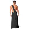 Oyolan Mens One Shoulder Ancient Greek God Toga Skirt Warrior Costume Halloween Cosplay Outfits Black Medium view 2
