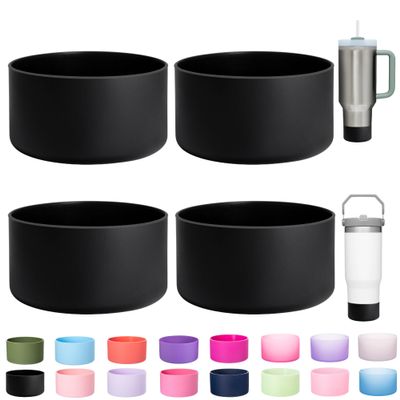 4-Pack Silicone Boot for Stanley Cup 40-30oz, Tumbler Accessories for Stanley Quencher H2.0 30 oz 40 oz & IceFlow 20 oz 30 oz boots,Non-Slip Rubber Bottom Protector cover Noise Reduction,Food-Grade