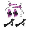 BUCKLOS Purple IIIPRO MTB 4 Pistons Mountain Bike Hydraulic Disc Brake Set Front 800mm and Rear 1550mm with PM Front Rear 203mm Disc Brake Caliper Mount Adapter Gear Parts Accessories view 1