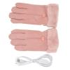 OUKENS Pink USB Heating Gloves Hand Warmer Touch Screen Design Adjustable Temperature Heated Gloves for Women Skiing Walking Riding view 1