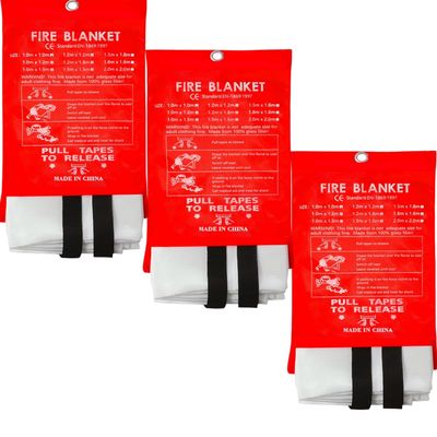 SHJYKRU Fire Blanket 40"x40" - Reusable Emergency Fire Suppression for Kitchen, Grill, Home, Camping,Car,Fireplace, School, BBQ & Office(3 Pack)