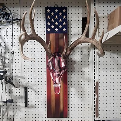 DAOIDE Deer Antler Mounting Kit, Euro Mount Skull Hanger, USA Flag Decor Hooker Pedestal, Perfect Prey Display Rack, Hanger for Hanging Antlers and Other Skulls (15.7'' x 3.5'' 0.6'')