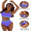 BMJL Women's High Waisted Bikini Sets Sporty Two Piece Swimsuits Color Block Cheeky High Cut Bathing Suits(XL,Light Purple) view 4
