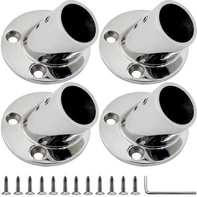YANYUCB Boat Hand Rail Fittings,316 Stainless Steel Round 60 Degree Boat Hand Rail Base,Tube Base with L Shape Hex Key and Screws(1 inch * 4)