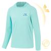 Bassdash Youth UPF50+ Performance T Shirt with Hood Long Sleeve Fishing Hiking Sun Shirt FS03Y Seafoam view 3
