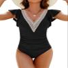 Blooming Jelly Womens Tummy Control Swimsuit One Piece Ruffle Swimwear Full Coverage Bathing Suits (Medium,Black) view 1