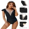 Blooming Jelly Womens Tummy Control Swimsuit One Piece Ruffle Swimwear Full Coverage Bathing Suits (Medium,Black) view 4