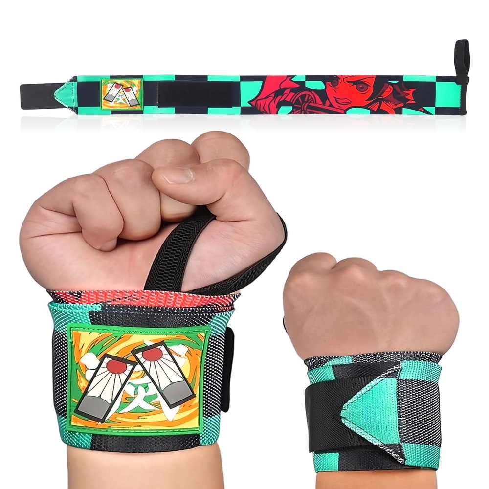 CROWN Anime Wrist Wraps Camo Lifting Straps 24" for Men and Women - 1 Pair Each, Gym Accessories Support Weightlifting, Powerlifting, Strength Training, and Improve Workout, Green Tanj