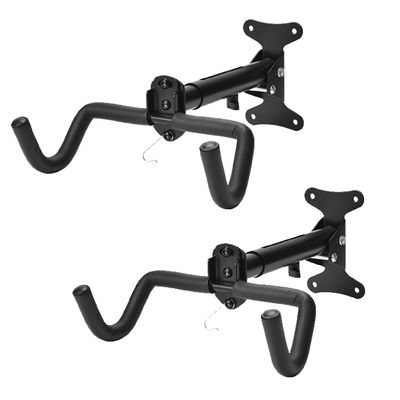 BUDAOWEN Bike Wall Mount Garage Adjustable Bike Hanger Storage Rack Aluminum Alloy Material Foldable Hook,Horizontal Bike Hook Bike Holder for Road,Hybrid Bikes,Black,2pcs