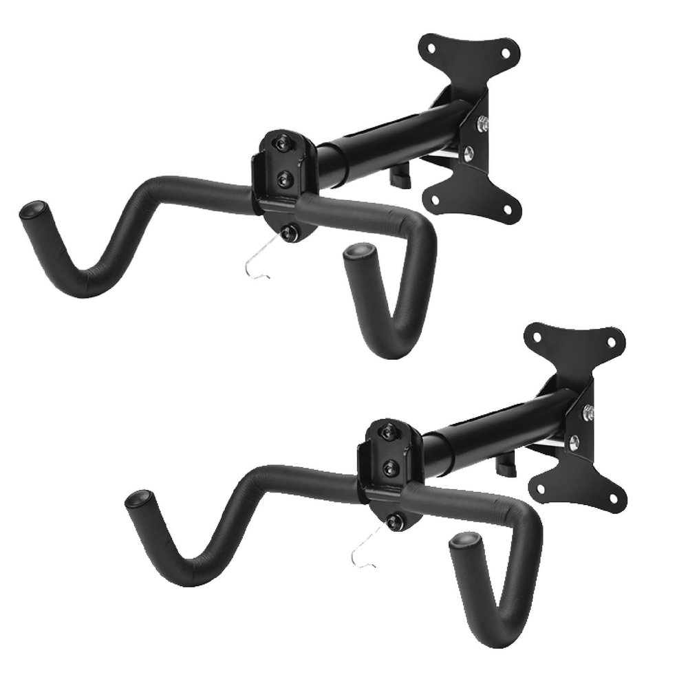 BUDAOWEN Bike Wall Mount Garage Adjustable Bike Hanger Storage Rack Aluminum Alloy Material Foldable Hook,Horizontal Bike Hook Bike Holder for Road,Hybrid Bikes,Black,2pcs