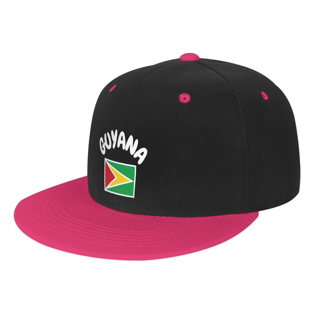HIAMEA Flag of Guyana Hip Hop Hat Adjustable Washable Adult Flat Brim Hip Hop Hat Pink