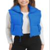 Flygo Puffer Vest Women Cropped Vest Zip Up Stand Collar Sleeveless Lightweight Winter Down Vests Jacket(Blue-XXL) view 1