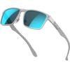 ATTCL Luxury Polarized Sunglasses Men Driving: Lightweight Rectangular Metal Frame Premium Fiber Temples UV Protection Travel Daily Wear 8999 Silver blue view 1