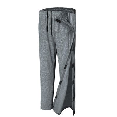 Unisex Tear Away Pants 2 Side Snaps Post Surgery Breakaway Pant Full Open Down Cotton Rip Off Sweatpants for Hip Replacement Grey 2XL
