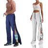 Unisex Tear Away Pants 2 Side Snaps Post Surgery Breakaway Pant Full Open Down Cotton Rip Off Sweatpants for Hip Replacement Grey 2XL view 2