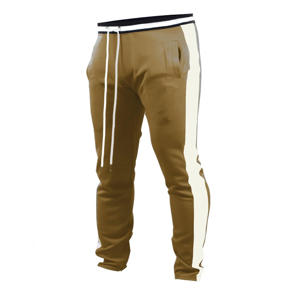 SCREENSHOT Men's Athletic Fitness Slim Fit Workout Track Pants BASIC S41700-Timber/Cream-Large